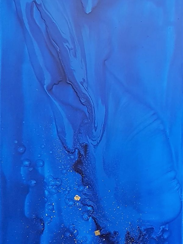 The Sea in the Sky 2. hydrolaque et feuille d'or sur toile. 50x100.2019