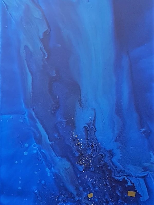 The Sea in the Sky 3. hydrolaque et feuille d'or sur toile. 50x100.2019